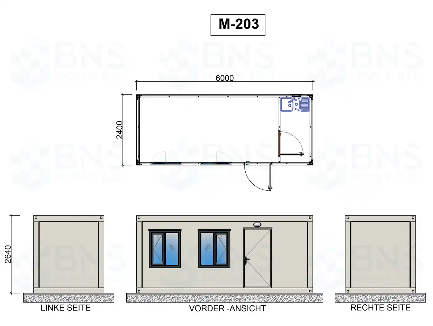 b&uuml;rocontainer ma&szlig;e m203