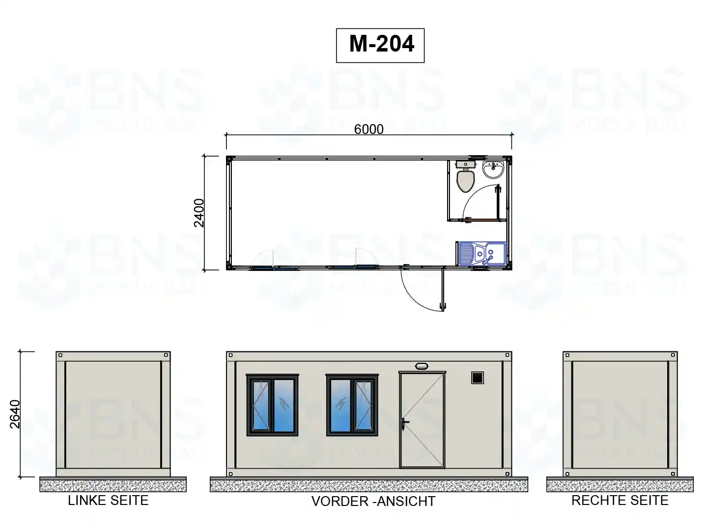 b&uuml;rocontainer ma&szlig;e m204