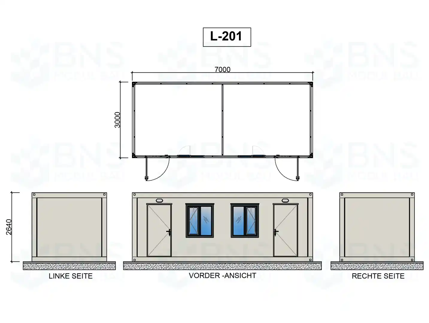 b&uuml;rocontainer ma&szlig;e l201