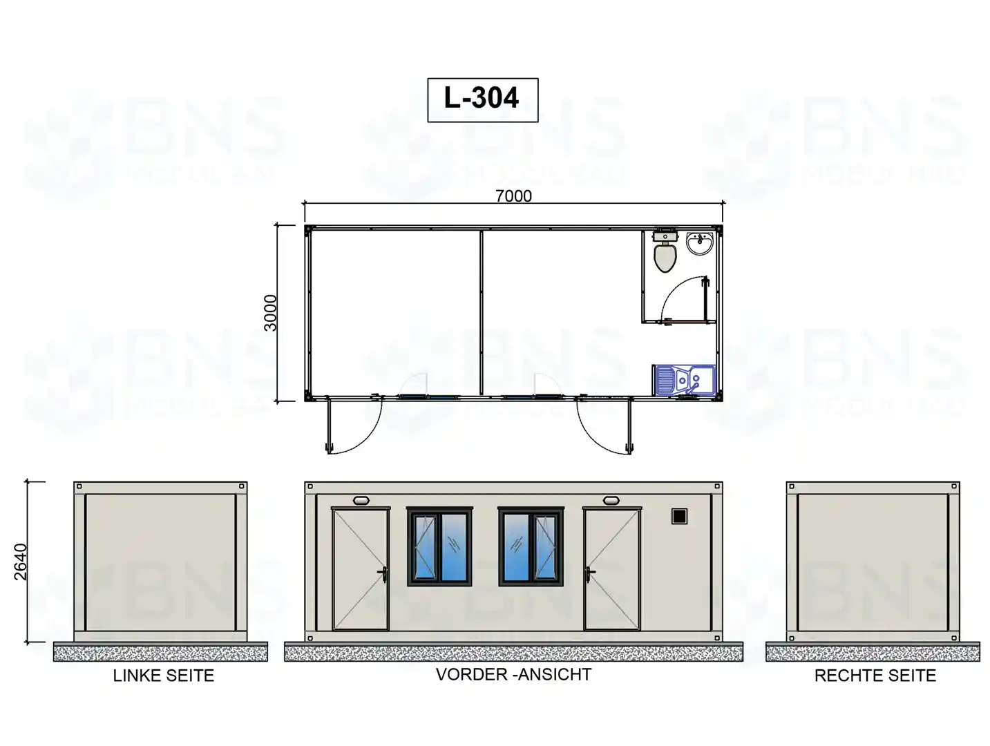 b&uuml;rocontainer ma&szlig;e l304