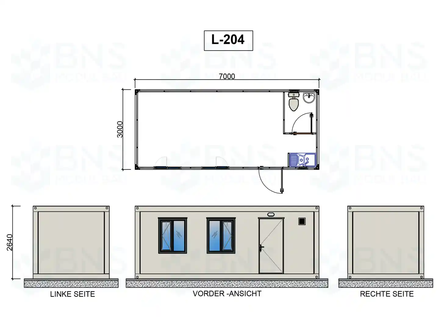 b&uuml;rocontainer ma&szlig;e l204