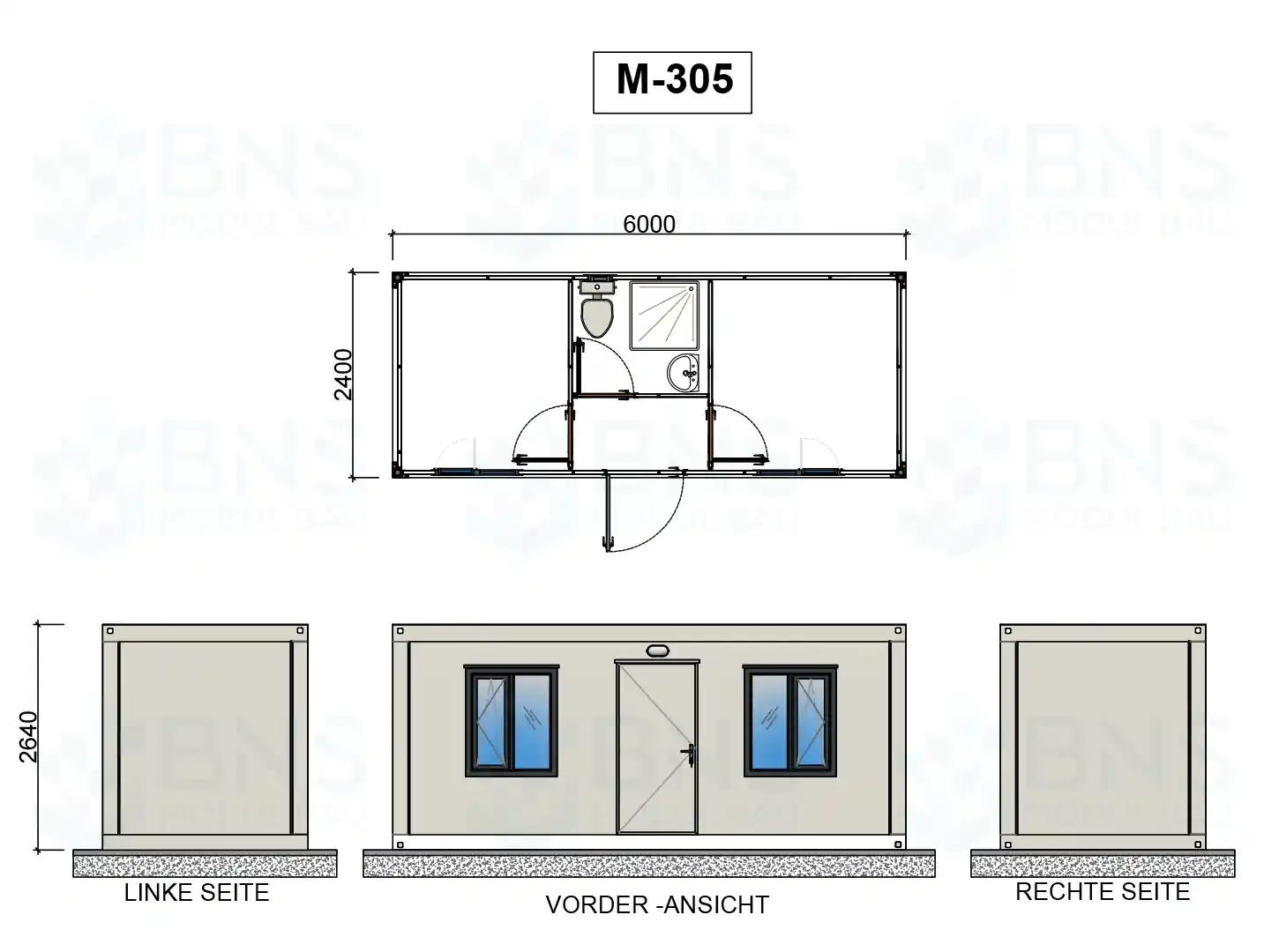 b&uuml;rocontainer ma&szlig;e m305