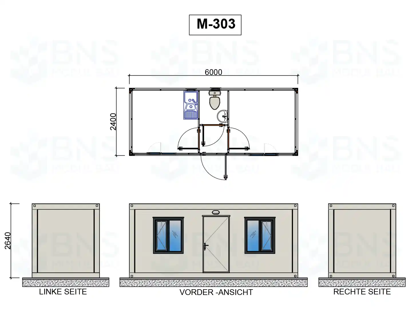 b&uuml;rocontainer ma&szlig;e m303