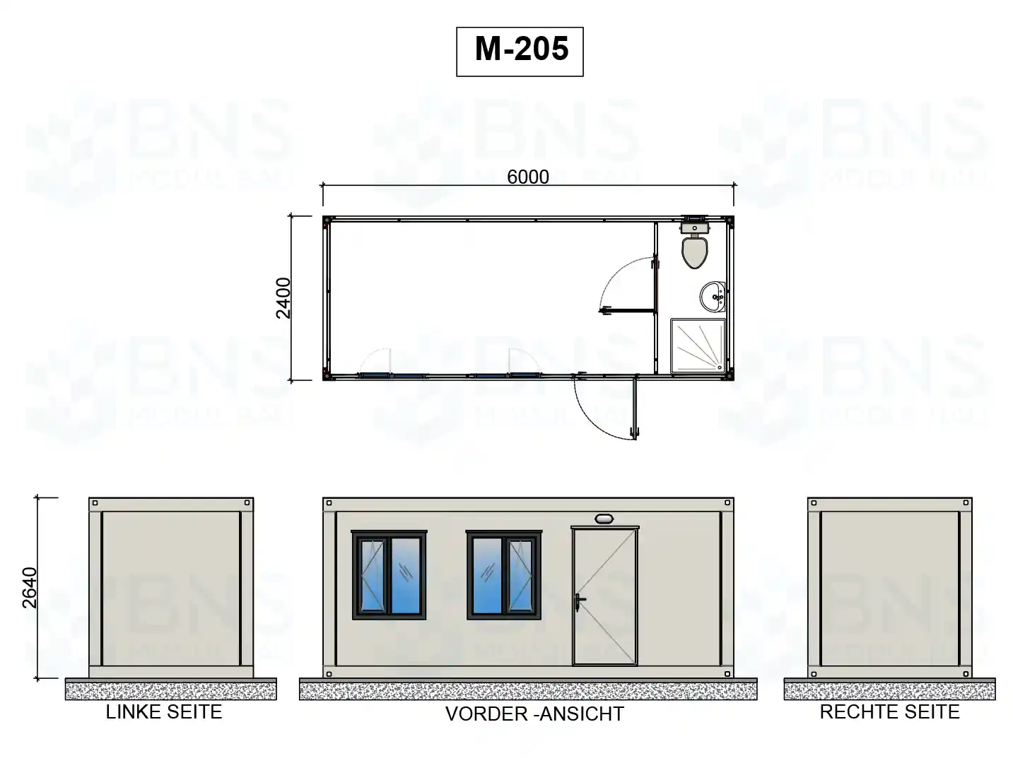 b&uuml;rocontainer ma&szlig;e m205