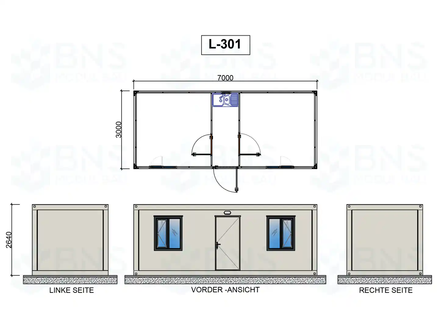 b&uuml;rocontainer ma&szlig;e l301