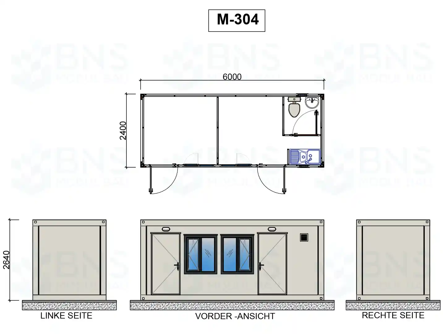 b&uuml;rocontainer ma&szlig;e m304