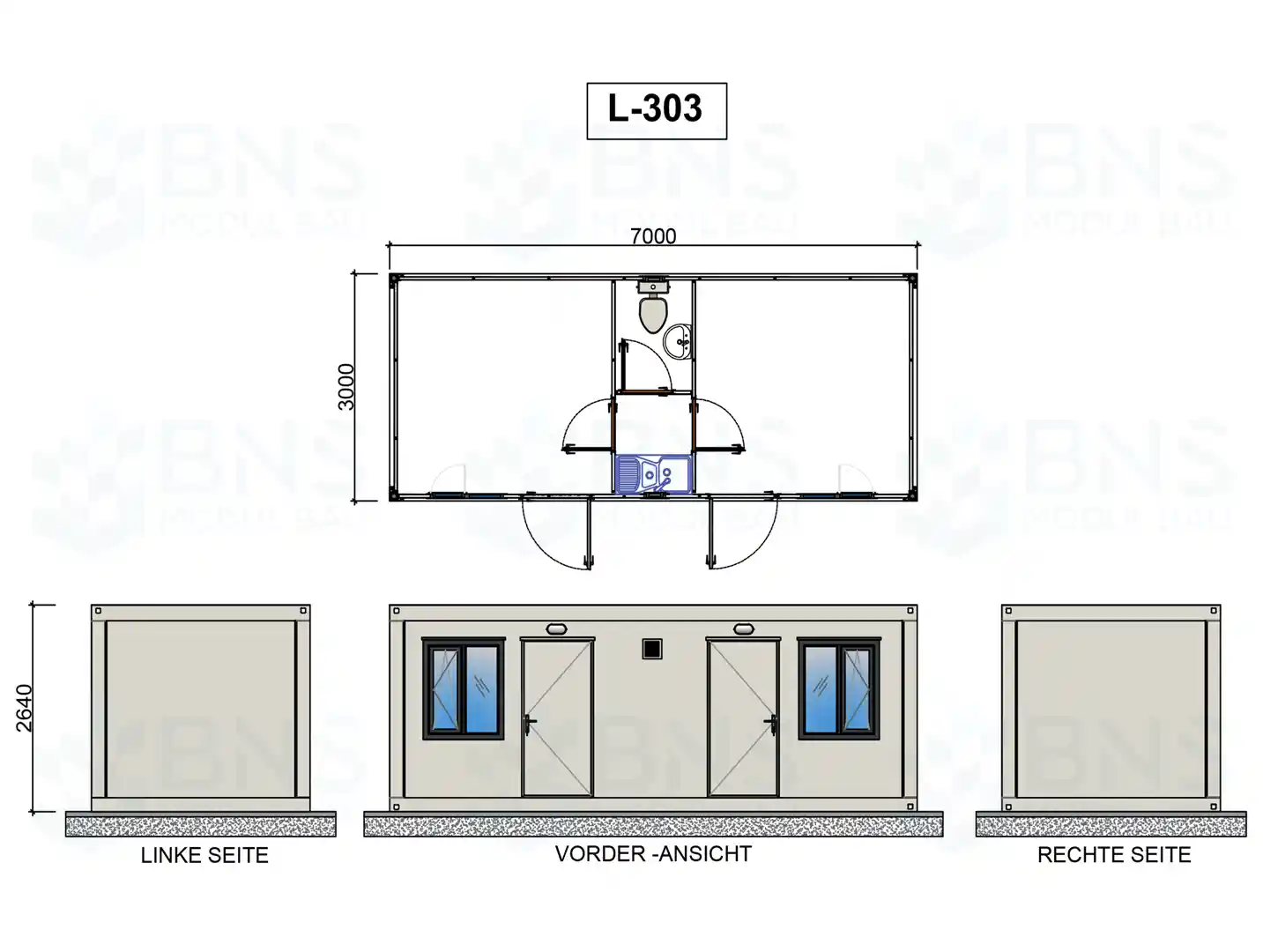 b&uuml;rocontainer ma&szlig;e m306