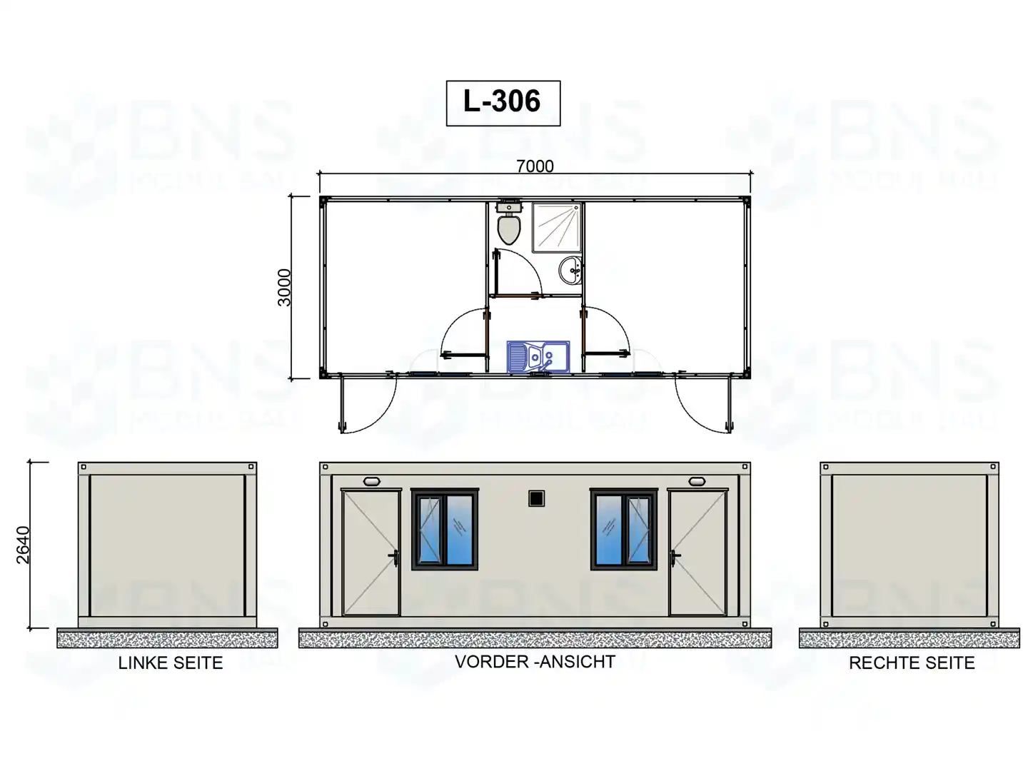 b&uuml;rocontainer ma&szlig;e l306