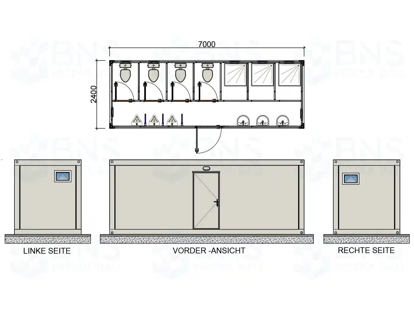 Sanit&auml;rcontainer ma&szlig;e 240x700