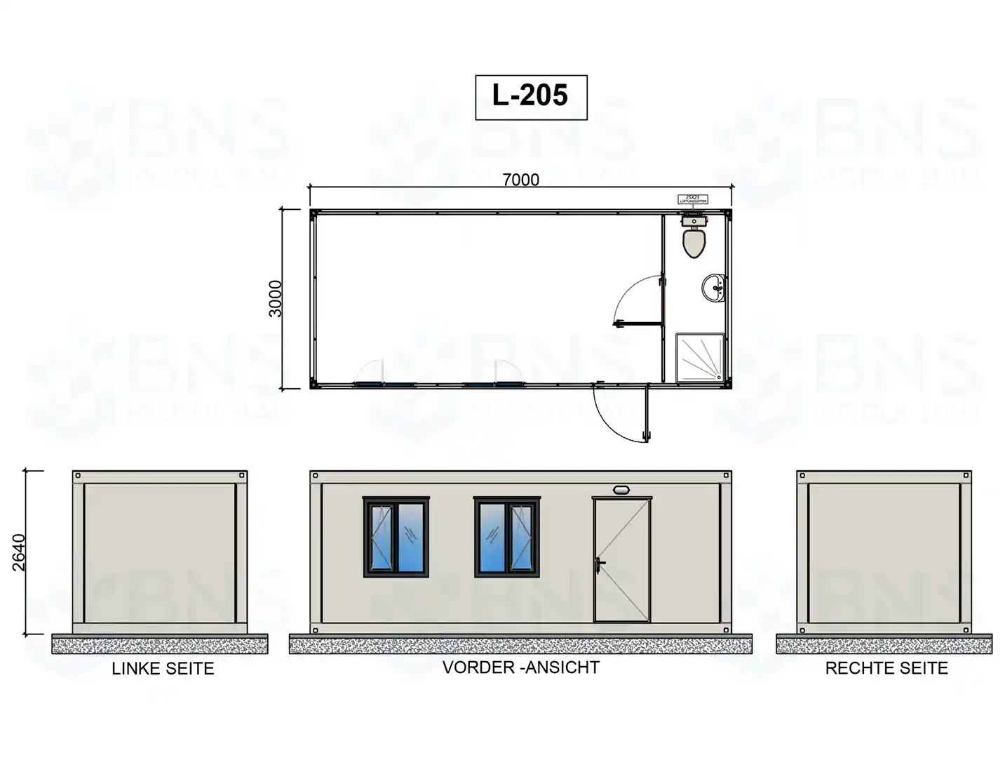 b&uuml;rocontainer ma&szlig;e l205