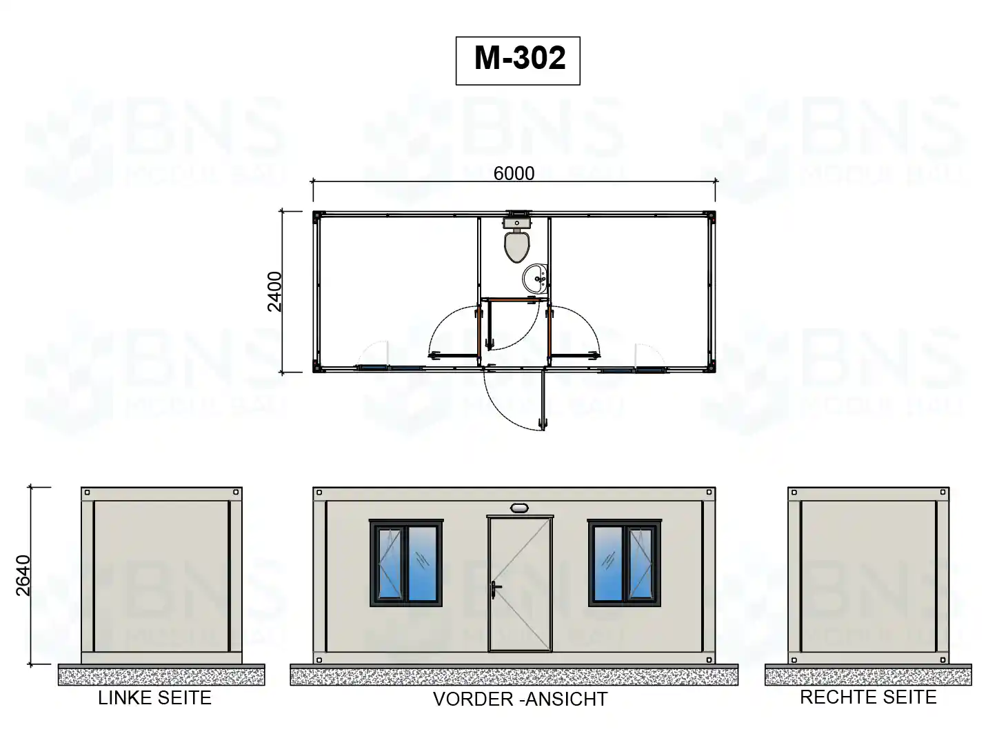 b&uuml;rocontainer ma&szlig;e m302