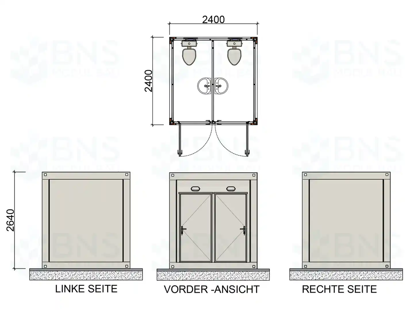 Sanit&auml;rcontainer ma&szlig;e 240x240