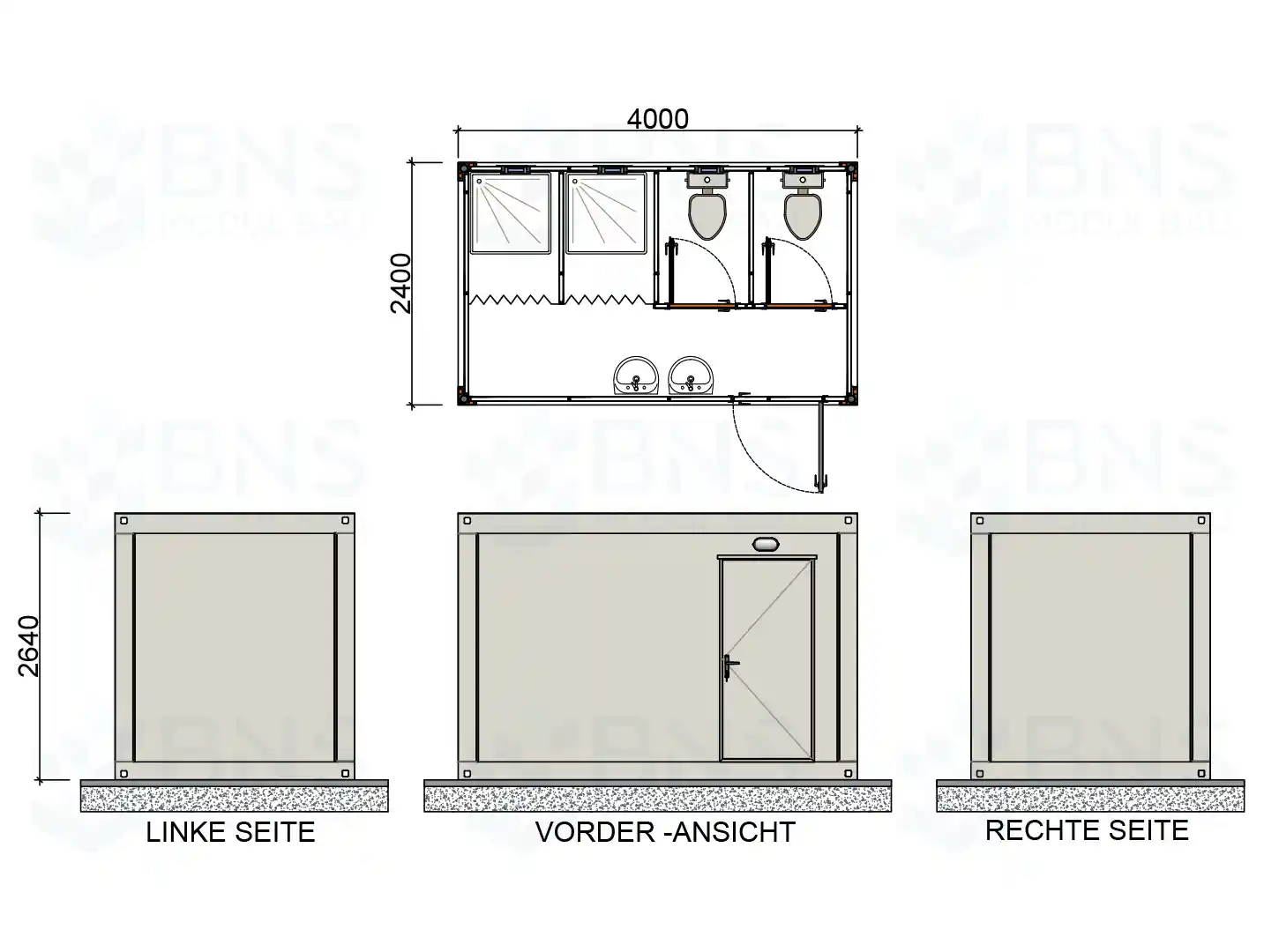Sanit&auml;rcontainer ma&szlig;e 240x400