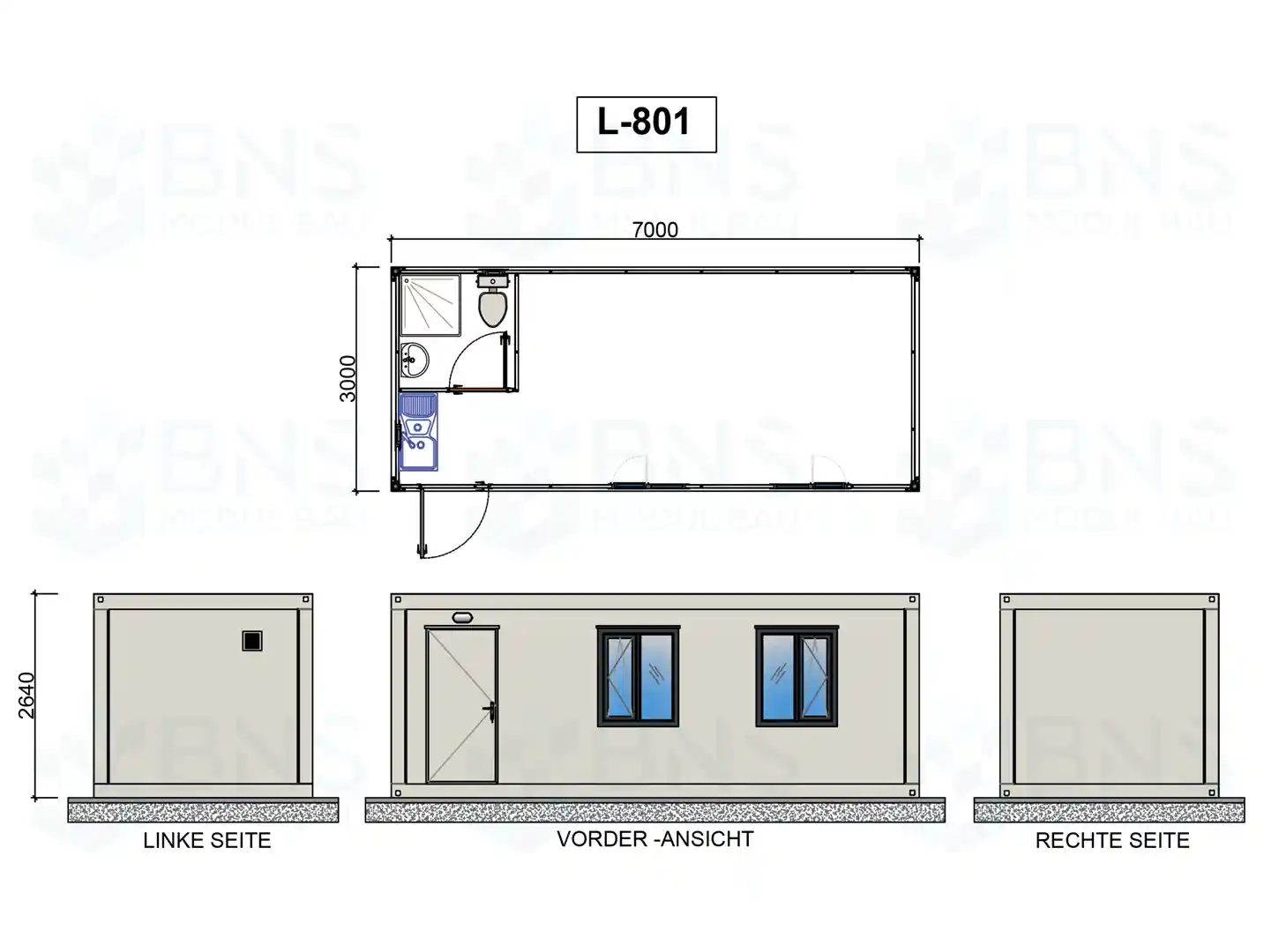b&uuml;rocontainer ma&szlig;e l801