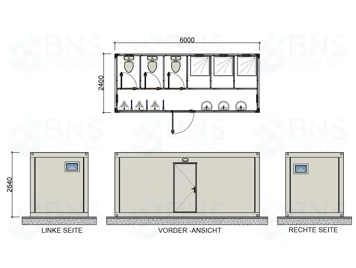 Sanit&auml;rcontainer ma&szlig;e 240x600